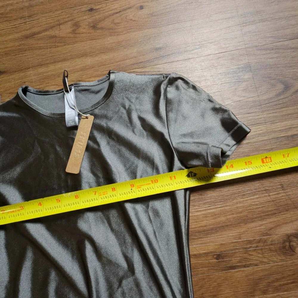 SKIMS Shine Spandex Jersey Long Dress XS Metallic Gray Bodycon DR-MAX-3013 NWT - Picture 6 of 8